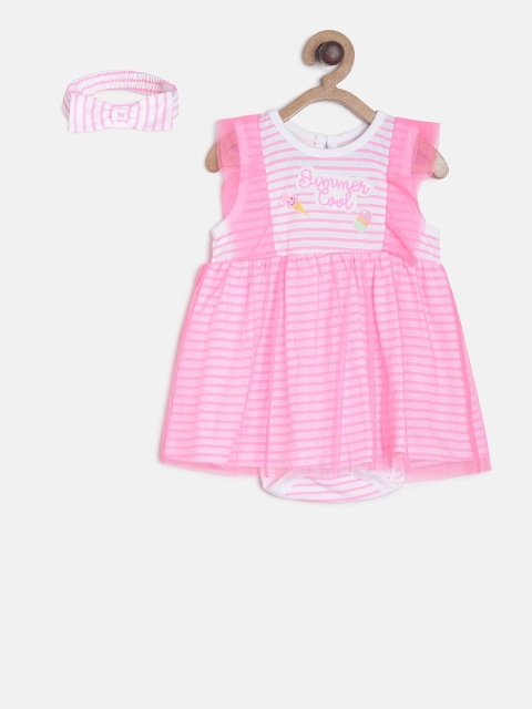 

MINI KLUB Kids Girls Pink & White Striped Bodysuit