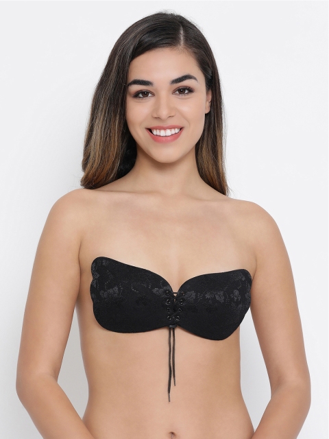 

Clovia Women Black Self-Design Non-Wired Lightly-Padded Stick-On Bra AC0028A13O