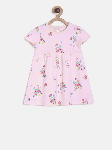 

MINI KLUB Girls Rose Pink Floral Print Fit and Flare Dress