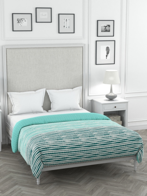 

Portico New York Turquoise Blue & White Striped Mild Winter 120 GSM Double Bed Comforter