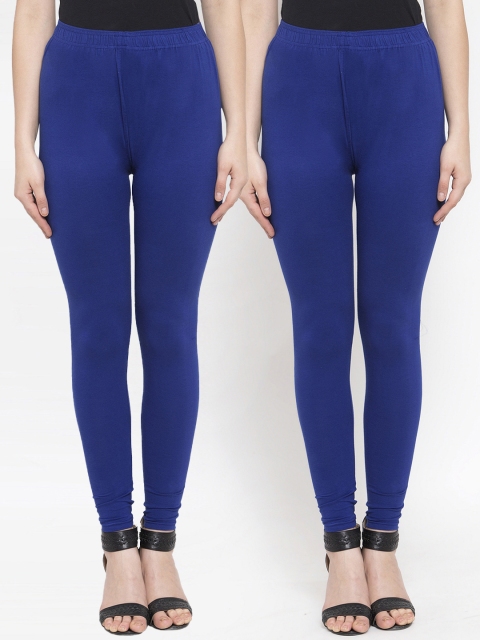 

TAG 7 Women Pack Of 2 Blue Solid Churidar-Length Leggings