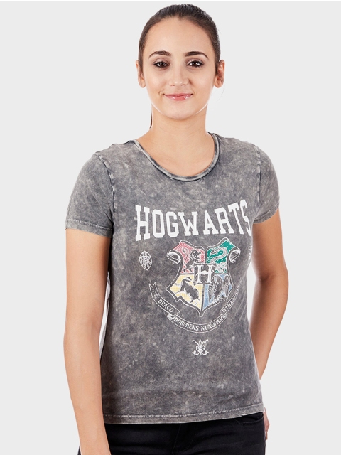 

Free Authority Women Grey Harry Potter Print Round Neck T-shirt