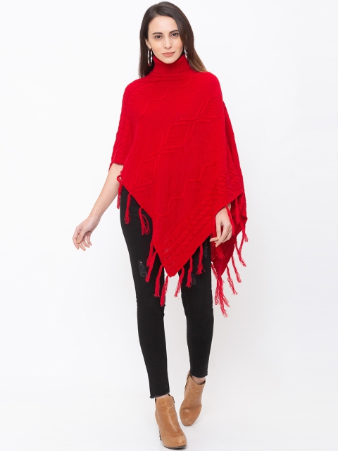 

Globus Women Red Self Design Poncho
