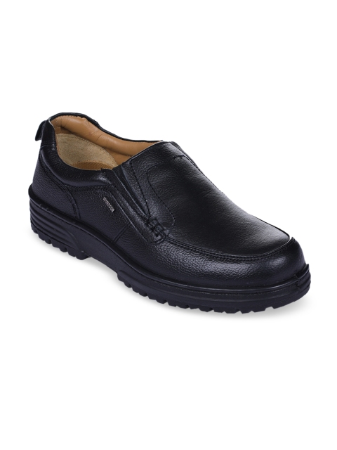 

Liberty Men Black Solid Leather Formal Slip-Ons