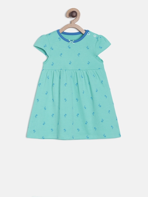 

MINI KLUB Girls Green Printed A-Line Dress