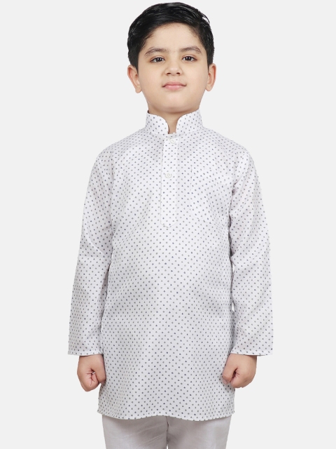 

SG YUVRAJ Boys White & Blue Printed Straight Kurta