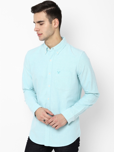 

AMERICAN EAGLE OUTFITTERS Men Blue Slim Fit Solid Casual Shirt