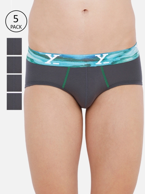 

XYXX Men Pack Of 5 Grey Solid Ultra-Soft Antimicrobial Basic Briefs XYBRF5PCKN45XXL