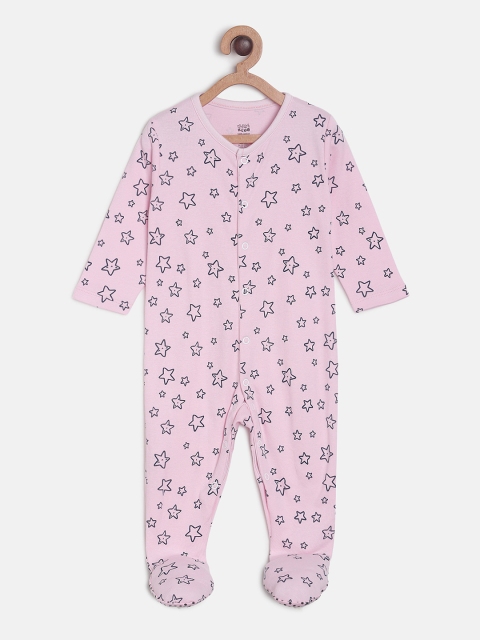 

MINI KLUB Infant Girls Pink & Black Printed Sleepsuit