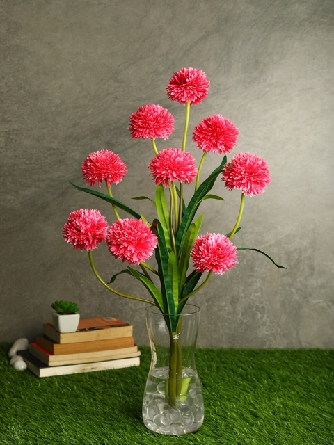 

PolliNation Set Of 3 Pink & Green Decorative Artificial BallMum Flower Stems