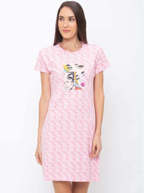 

Globus Women Pink & White Printed T-shirt Dress