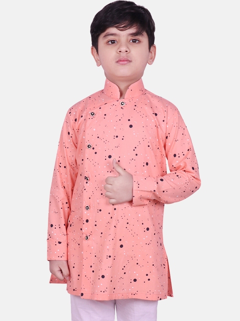 

SG YUVRAJ Boys Pink & Black Printed Straight Kurta