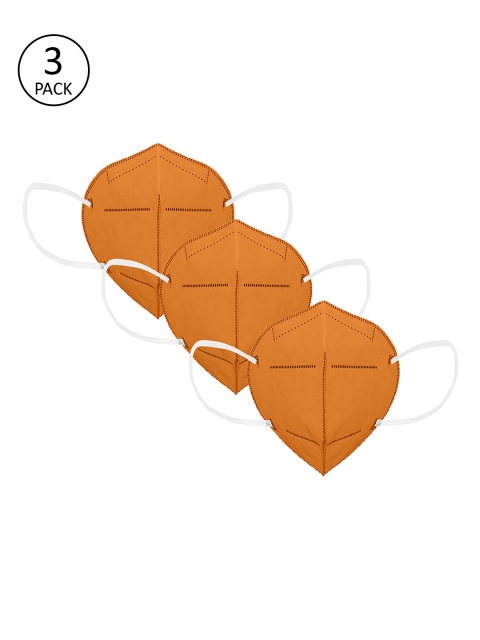 

Status Unisex Pack of 3 Pcs Orange Solid Reusable 4-Ply Protective Outdoor N95 Masks