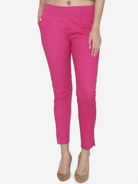 

Vami Women Fuchsia Classic Regular Fit Solid Cigarette Trousers