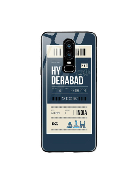 

DailyObjects Blue & White Hyderabad City Tag OnePlus 6 Glass Case