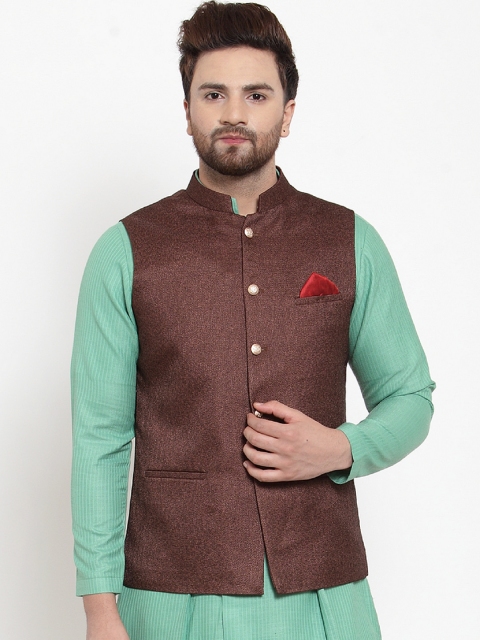 

MAXENCE Men Coffee Brown Solid Nehru Jacket