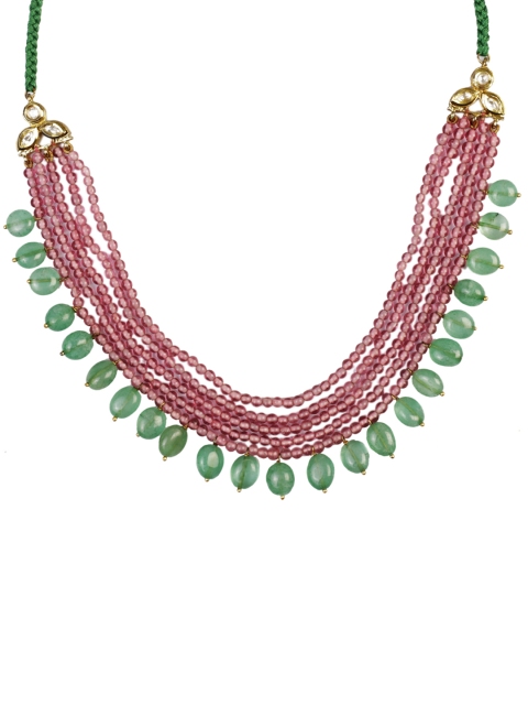 

DUGRISTYLE Women Pink & Green Layered Necklace