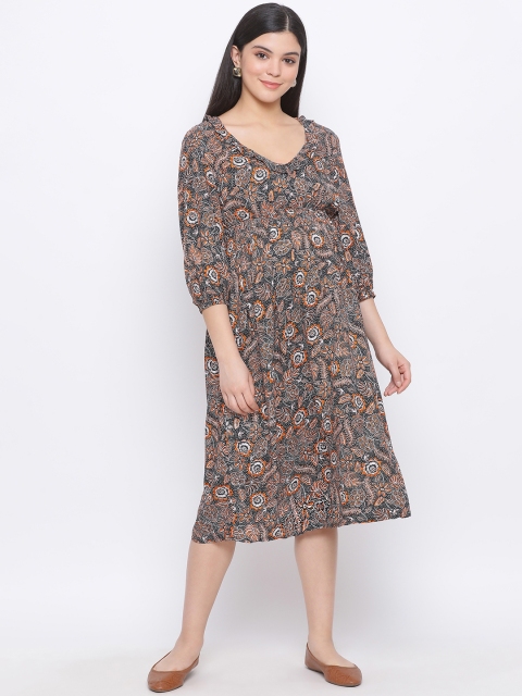 

Oxolloxo Women Multicoloured Printed Empire Dress, Multi