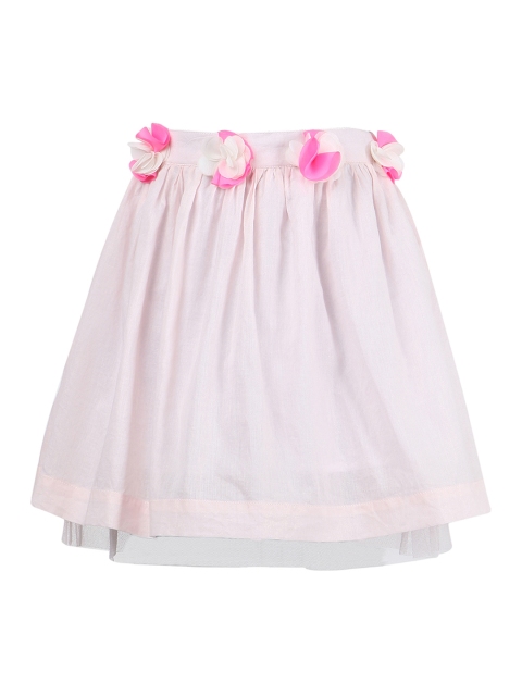

Miyo Girls Pink & Silver Solid Flared Knee Length Skirt