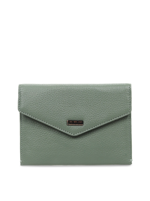 

Da Milano Men Olive Green Solid Leather Envelope