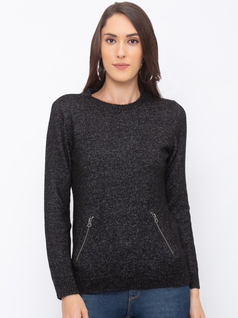 

Globus Women Black Self Design Pure Cotton Top