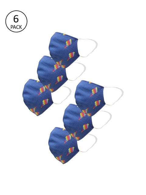 

nestroots Unisex Blue 6 Pcs 2 Ply Anti Pollution & Anti Dust Reusable Face Masks