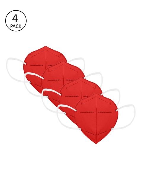 

Status Unisex 4 Pcs Red 4 Ply Certified Anti Pollution N95 Masks