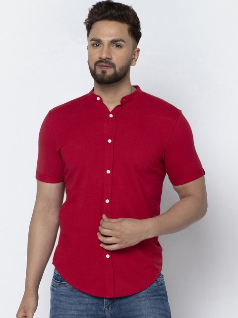 

Aesthetic Bodies Men Red Slim Fit Solid Casual Shirt