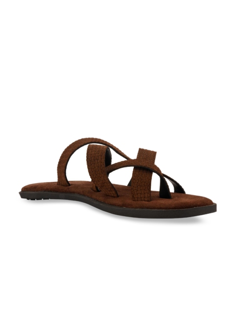 

SKO Men Brown Leather Comfort Sandals