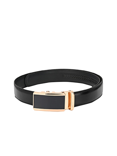 Pacific Gold Men Black Solid Genuine Leather Belt