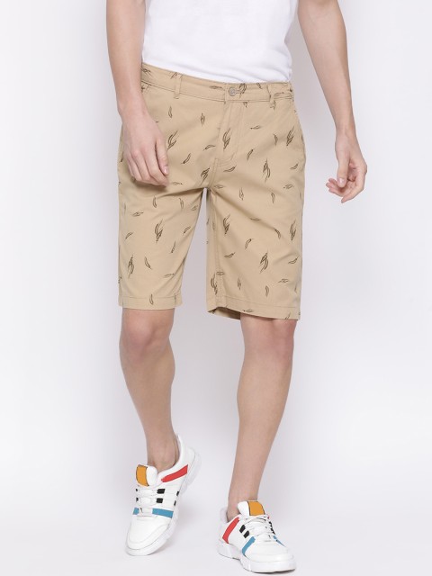 

Crimsoune Club Men Khaki & Green Printed Slim Fit Regular Shorts