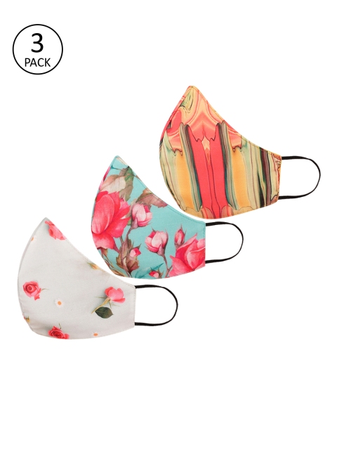 

Tossido Women Pack of 3 Pcs Multicoloured Reusable 3-Ply Protective Outdoor Masks, Multi