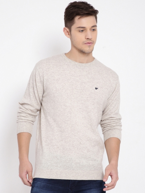 

t-base Men Off-White Solid Pullover