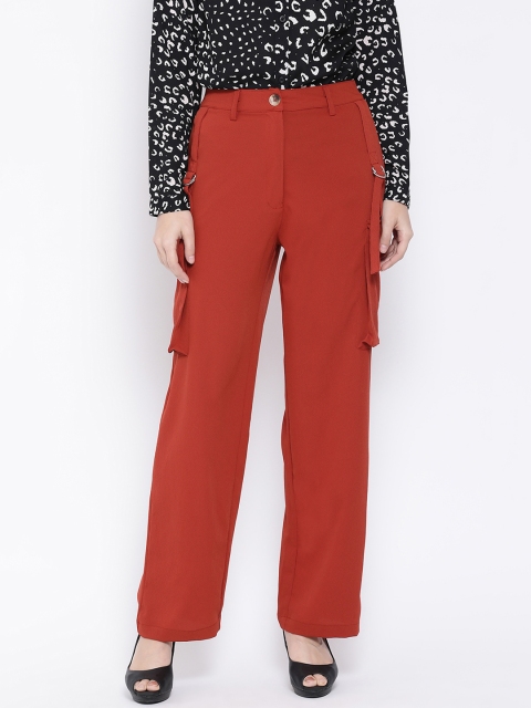 

Oxolloxo Women Rust Brown Regular Fit Solid Parallel Trousers