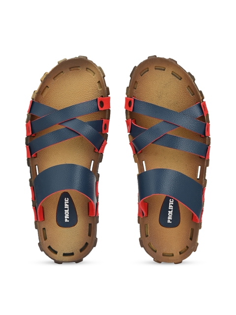 Prolific Men Navy Blue & Red Comfort Sandals