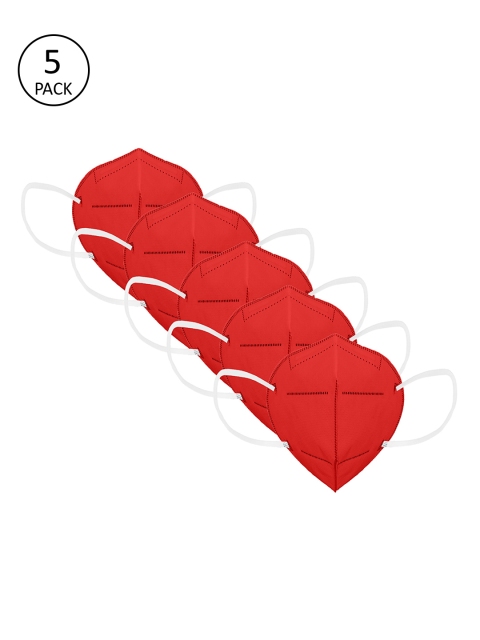 

Status Unisex Pack of 5 Pcs Red Solid Reusable 4-Ply Protective Outdoor N95 Masks