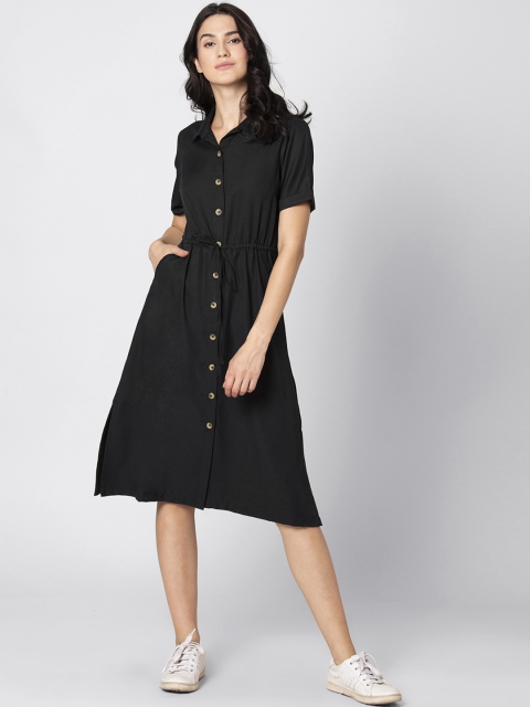 

FabAlley Women Black Solid Shirt Dress