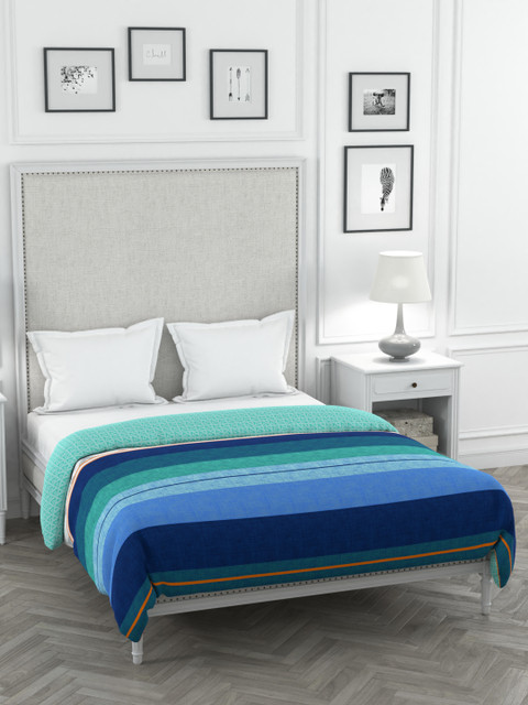 

Portico New York Sea Green Striped Mild Winter 120 GSM Double Bed Comforter