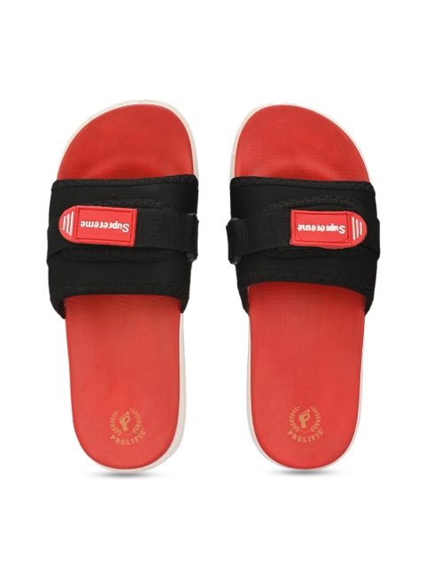 

Prolific Men Black & Red Solid Sliders