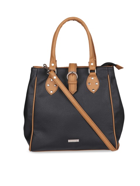 

OsaiZ Women Black & Brown Colourblocked Handheld Bag