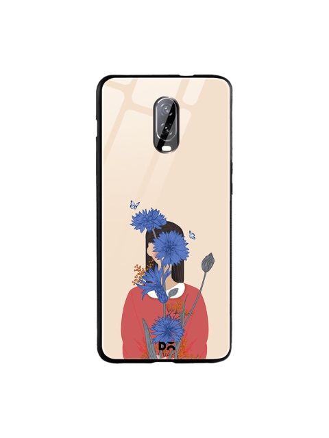 

DailyObjects Cream-Coloured & Red Cornflower Blue Blooms OnePlus 6T Glass Case
