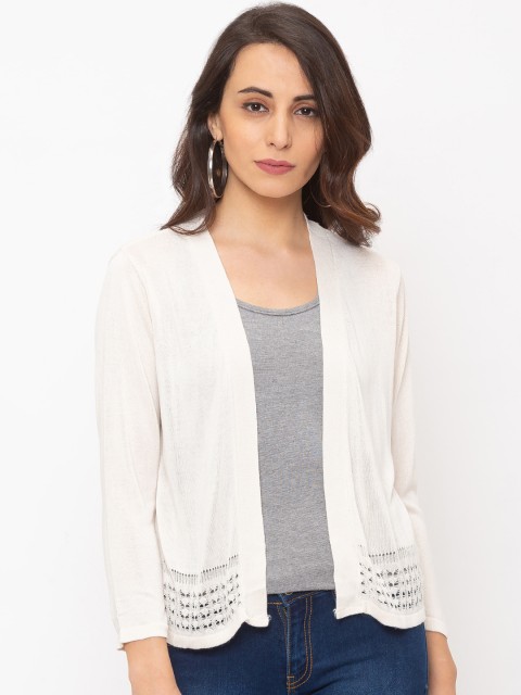 

Globus Women Off-White Solid Open Front Shrug