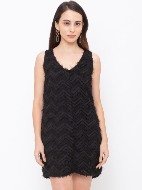 

Globus Women Black Self Design A-Line Dress