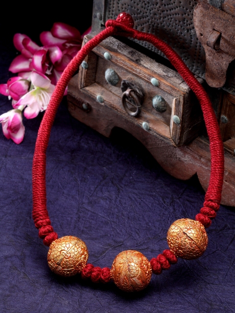 

Dugristyle Women Red And Gold Plated Kantha Necklace