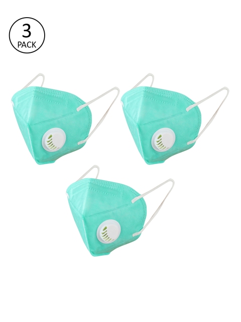 

Swiss Design Unisex 3 Pcs Green 5 Ply Valved Anti-Pollution Reusable KN95 Masks