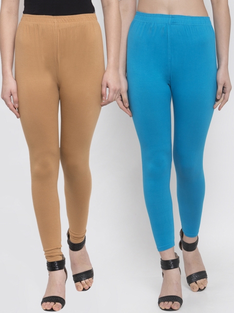 

TAG 7 Women Pack Of 2 Solid Leggings, Blue