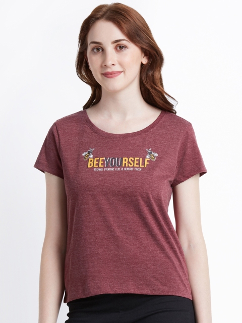 

Honey by Pantaloons Women Maroon Printed Round Neck T-shirt