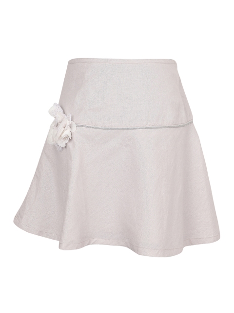 

Miyo Girls Silver-Toned Solid Flared Knee Length Skirt