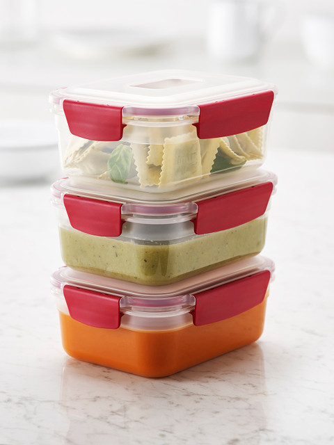 

Joseph Joseph Transparent & Red Set of 3 Storage Containers