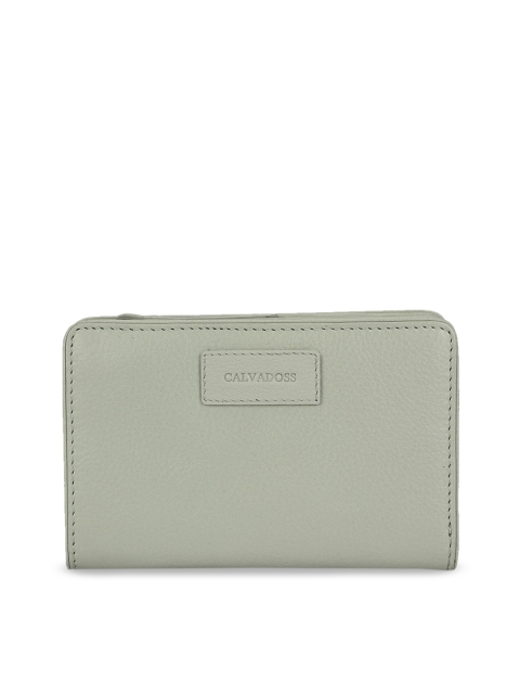 

Calvadoss Women Green Textured Zip Around Leather Wallet